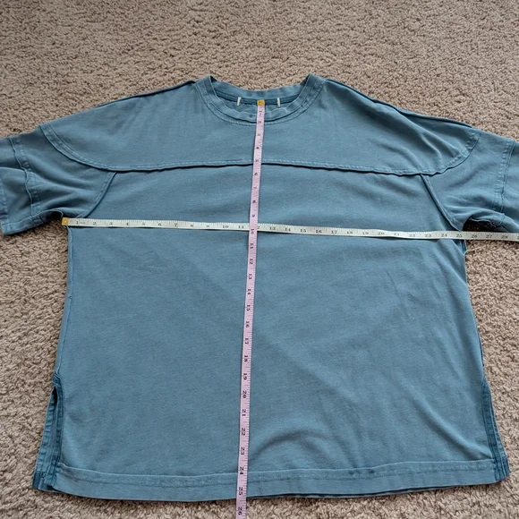 Rae Mode Dusty Blue The TaylorCurvy Cotton Poly Raw Seam Top Shirt Size Medium - Picture 7 of 8